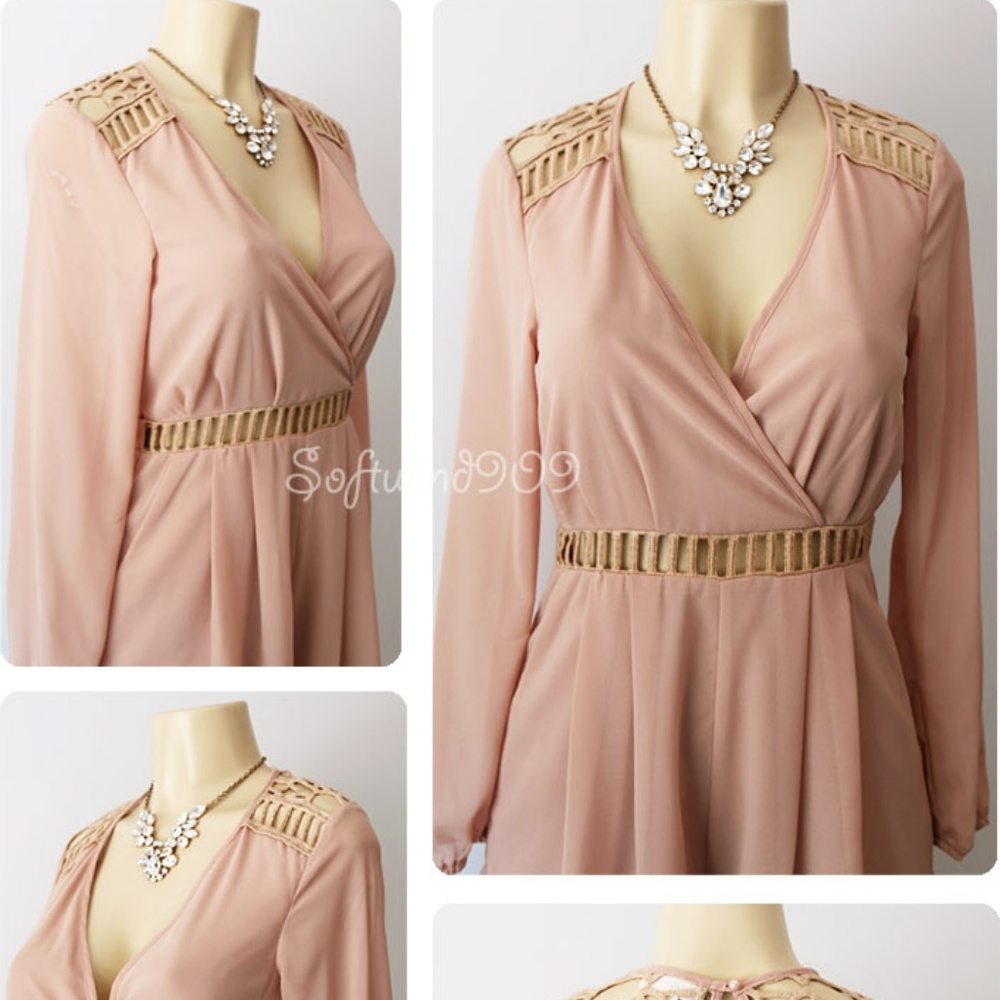 ❌sold out❌BOHO Crochet Open Back Surplice Romper - Picture 3 of 8